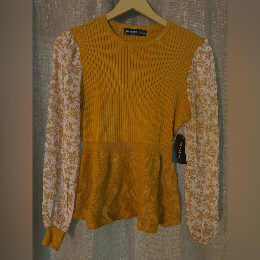 SHEIN Mustard Yellow Floral Blouse